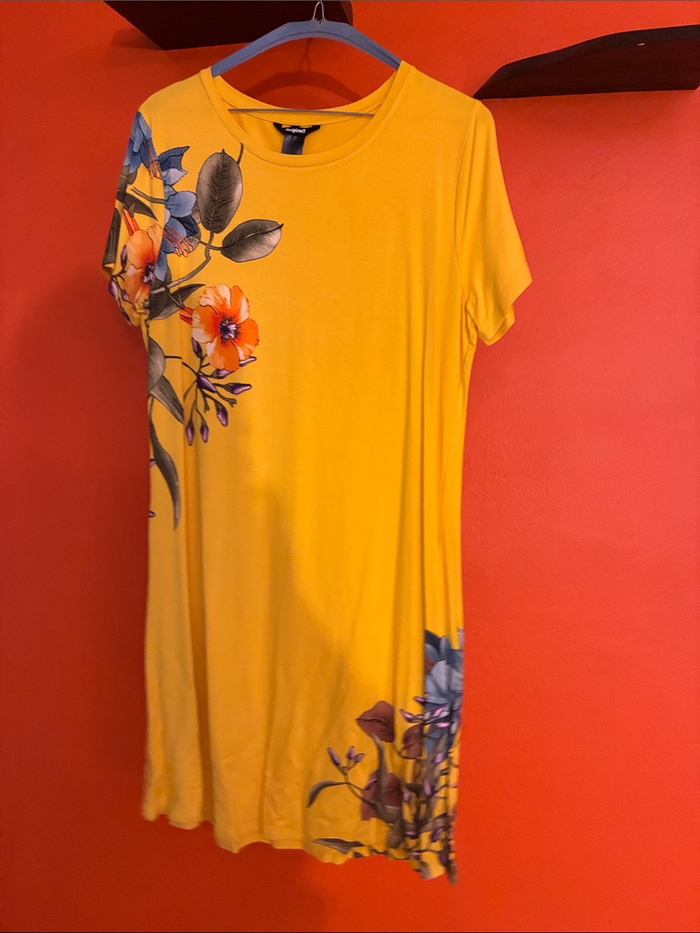Desigual Yellow Floral Short Sleeve Tunic